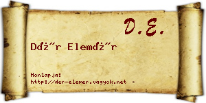 Dér Elemér névjegykártya